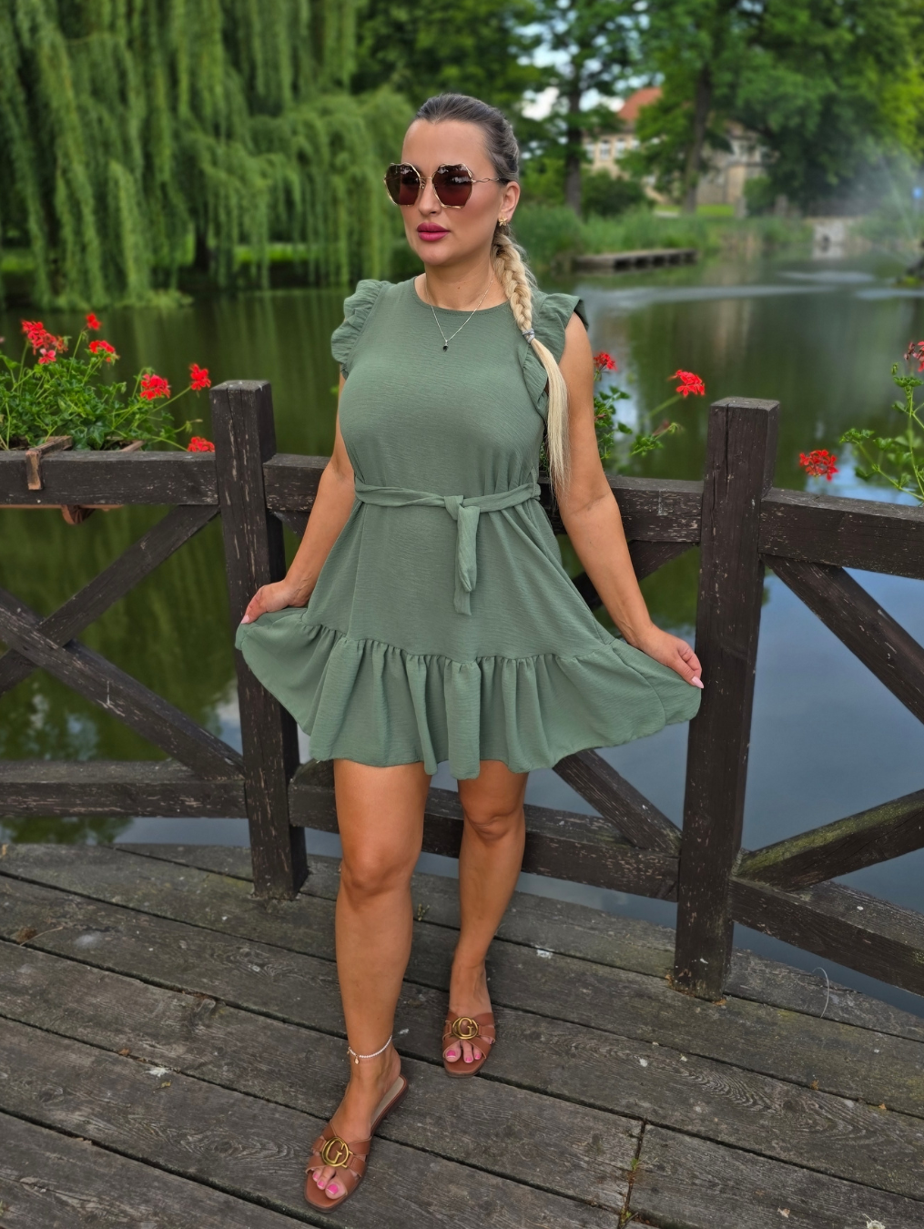 Sukienka Elisa - Oliwkowa Zieleń - obrazek 5