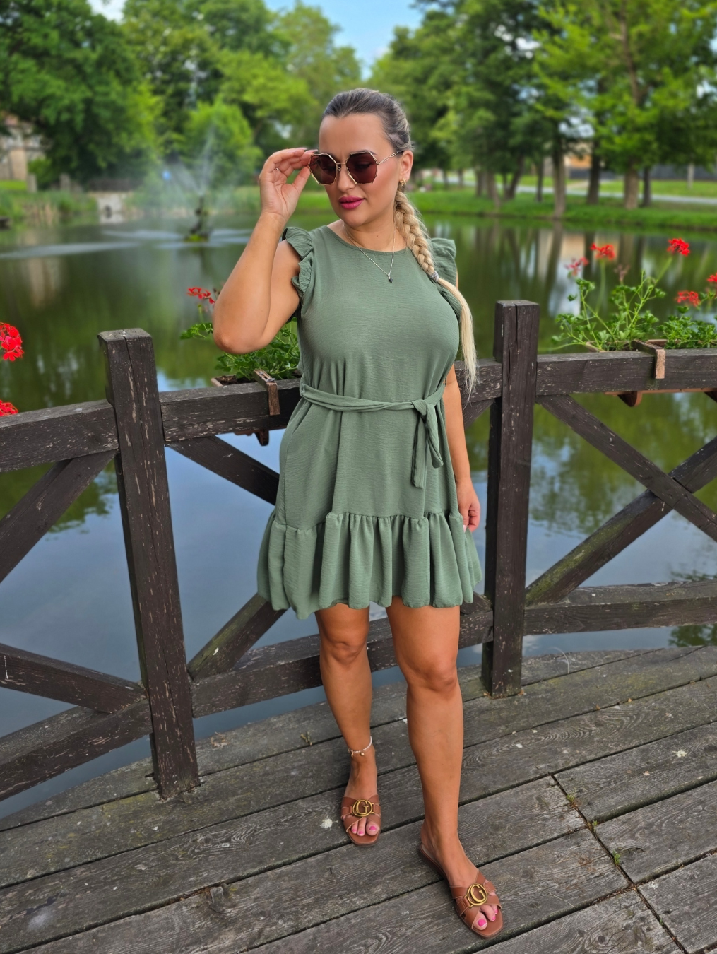 Sukienka Elisa - Oliwkowa Zieleń - obrazek 2