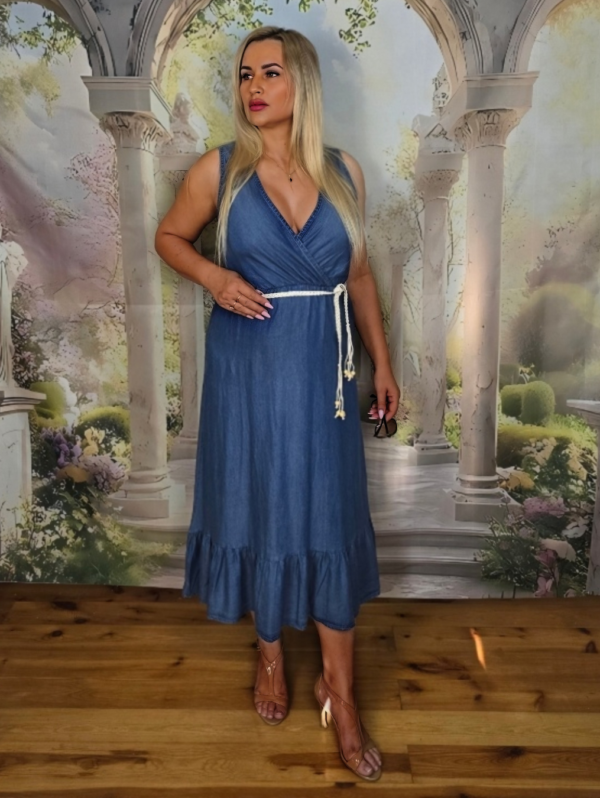 Sukienka z Lyocellu Bella Livia – Ciemny Jeans