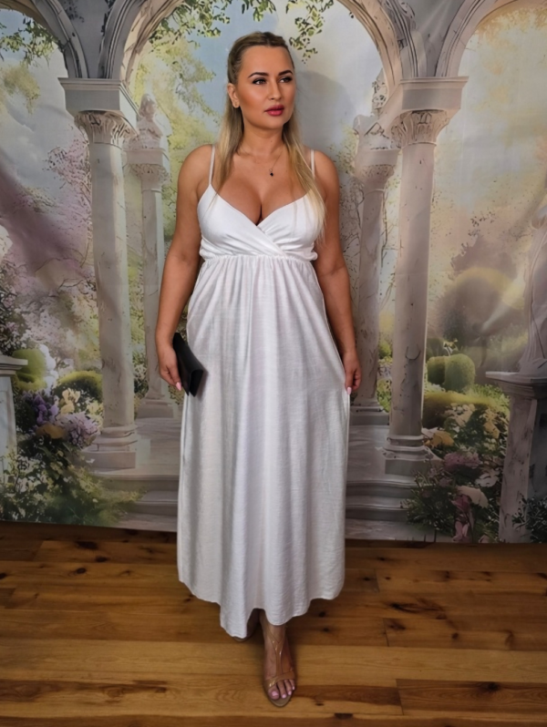 Bella Armonia – Wiskozowa Sukienka Maxi – Biała