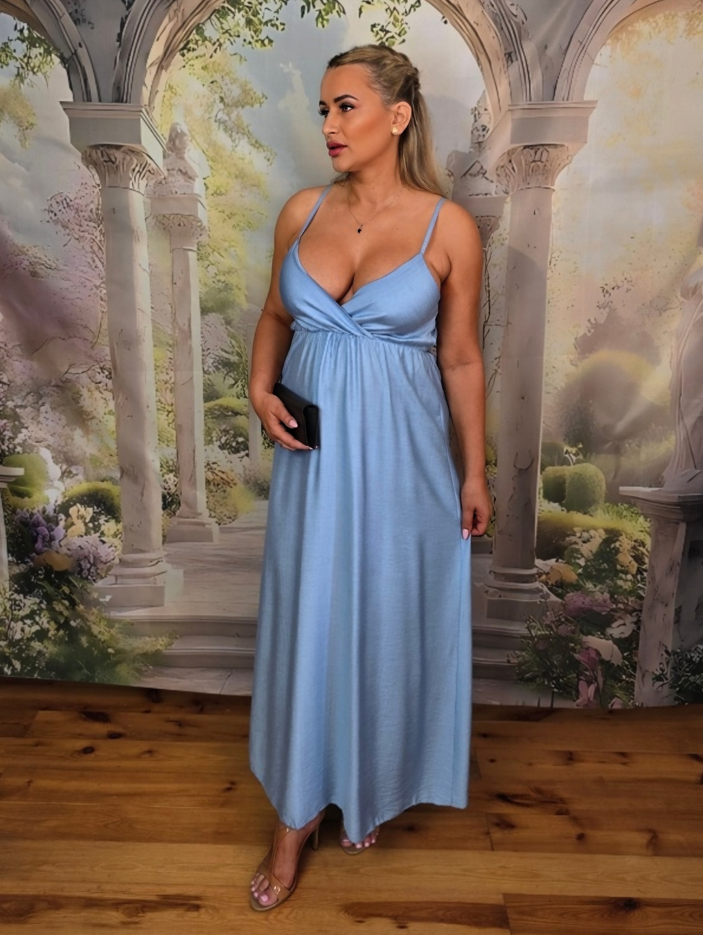 Bella Armonia – Wiskozowa Sukienka Maxi – Błękitna