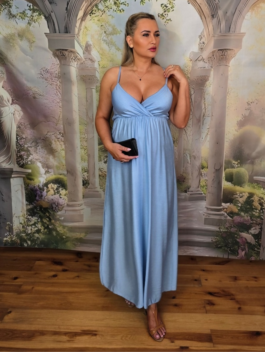 Bella Armonia – Wiskozowa Sukienka Maxi – Błękitna - obrazek 5