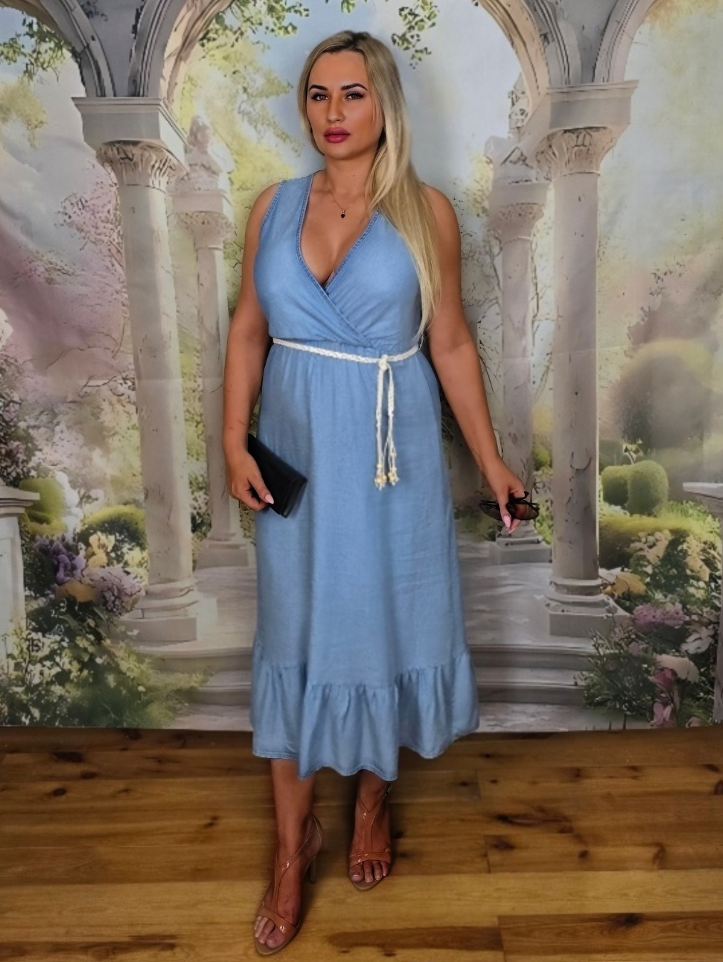 Sukienka z Lyocellu Bella Livia – Jasny Jeans - obrazek 2