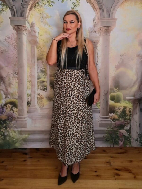 Sukienka Maxi Bella Passione – Panterka Brązowo-Biała