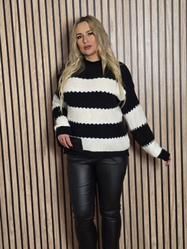 Sweter w Paski Bella Striscia – Czarno-Biały